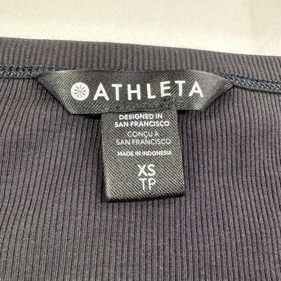 Athleta Top Womens XS Black Signature Rib Henley Modal Commute Lounge Travel New - Picture 5 of 10